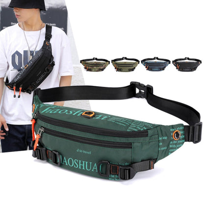 HAOSHUAI 5132 Sac Banane de Sport pour Hommes, Sac de Poitrine pour la Course (Vert Armée)