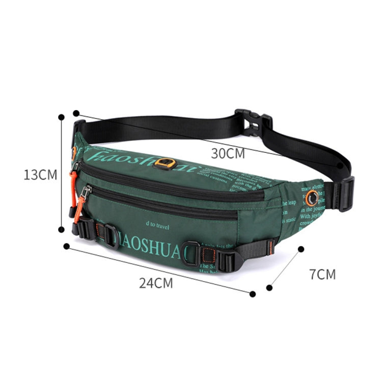 HAOSHUAI 5132 Sac Banane de Sport pour Hommes, Sac de Poitrine pour la Course (Vert Armée)