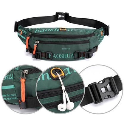 HAOSHUAI 5132 Sac Banane de Sport pour Hommes, Sac de Poitrine pour la Course (Vert Armée)