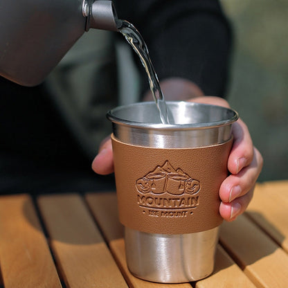 Outdoor Stainless Steel Cup Anti-scald Sleeve High Temperature Heat Insulation Sleeve(Brown)