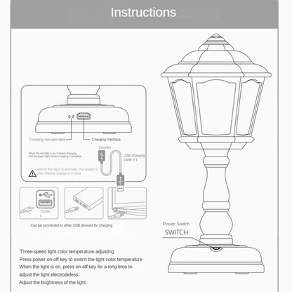 GIVELONG Retro Table Lamp USB Charging Small Night Light, Style: 321-5 Purple