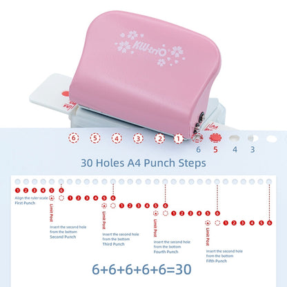KW-TRIO 99h9 6 Holes A4 B5 Student Handmade Paper Hole Puncher(Pink)