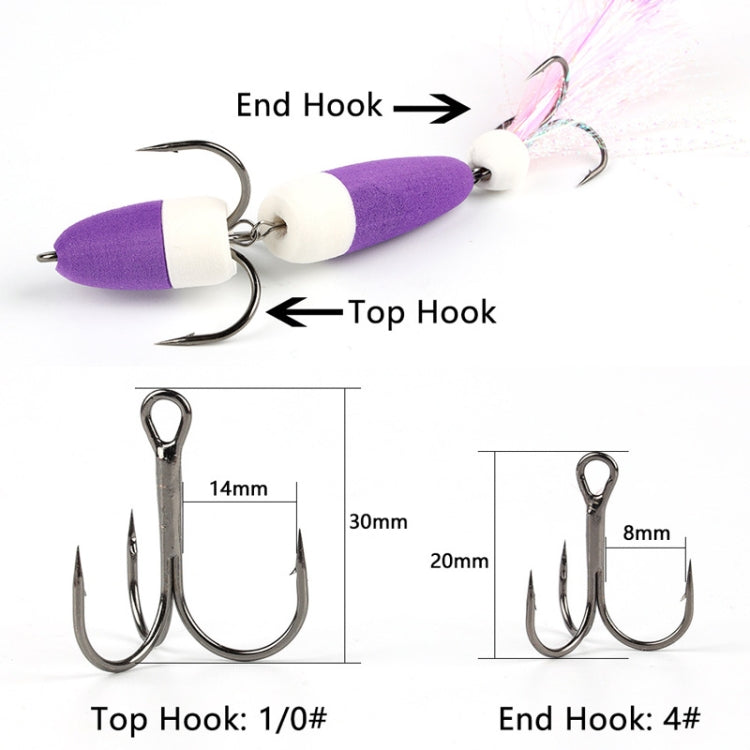 W.P.E PMG-M Foam Hook Soft Worm Bait Three Anchor Hook Fake Lures, Size: M(20)
