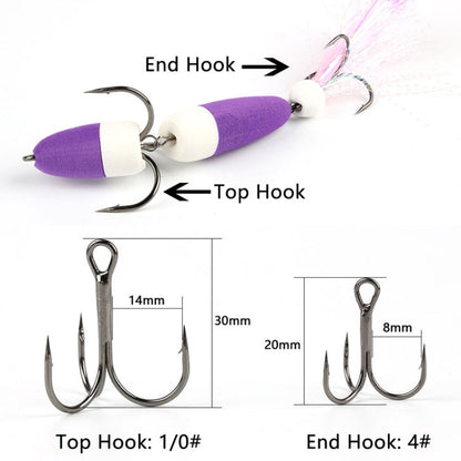 W.P.E PMG-M Foam Hook Soft Worm Bait Three Anchor Hook Fake Lures, Size: M(18)