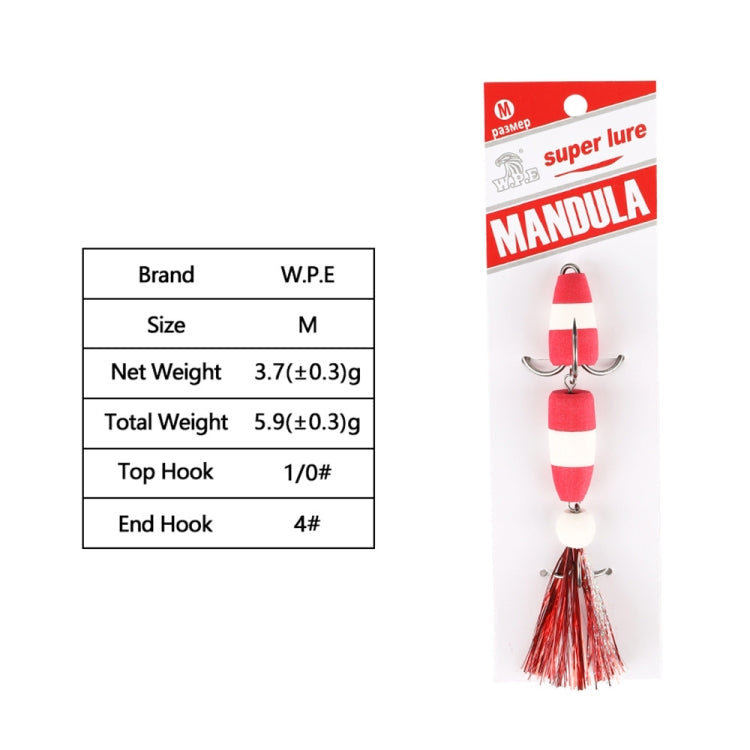 W.P.E PMG-M Foam Hook Soft Worm Bait Three Anchor Hook Fake Lures, Size: M(47)