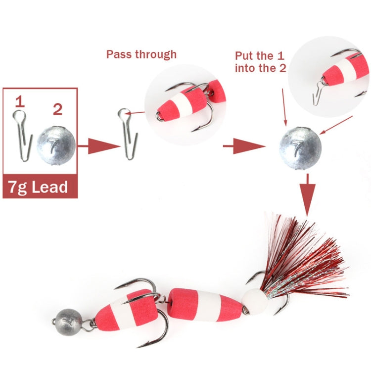 W.P.E PMG-M Foam Hook Soft Worm Bait Three Anchor Hook Fake Lures, Size: M(11)