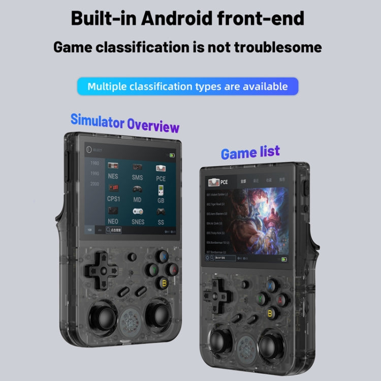 ANBERNIC RG353V  3.5 Inch Wireless Game Box Android 11 Linux OS Handheld Game Console 128G 25000 Games(Transparent Black)