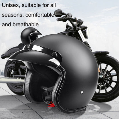 BYB 701 All Seasons Retro Motorcycle Helmet, Size: L(Bright Black)