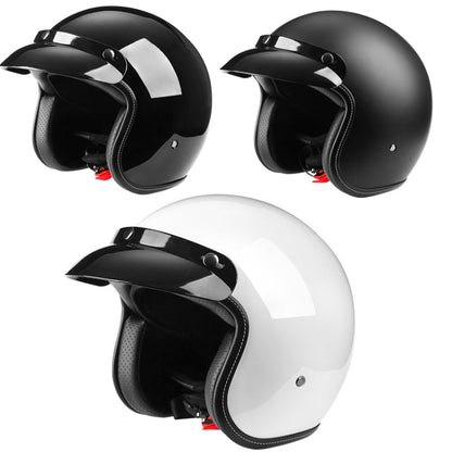 BYB 701 Casque de moto rétro toutes saisons, Taille : XL (Noir brillant)