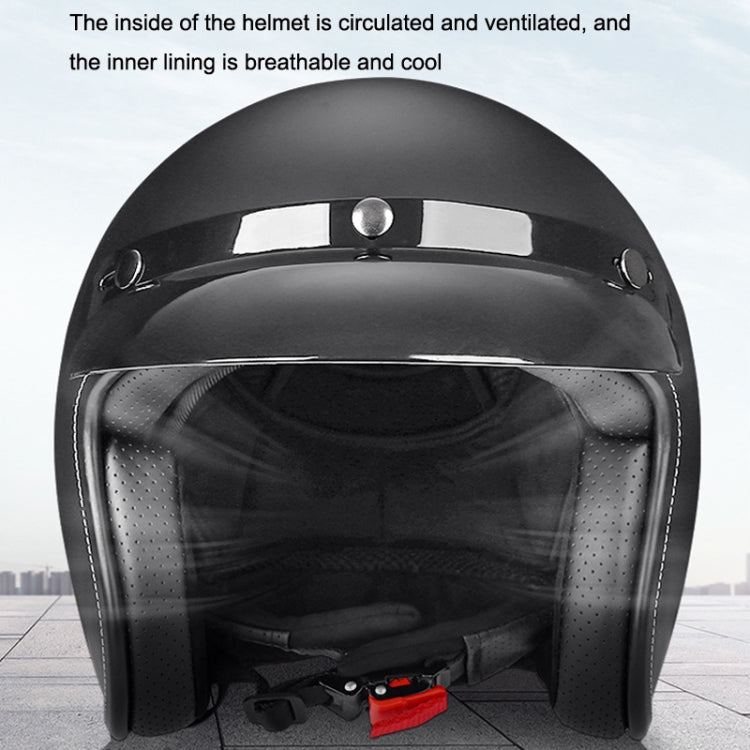 BYB 701 Casque de moto rétro toutes saisons, Taille : XL (Noir brillant)