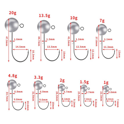 HENGJIA JI035 10pcs 7g Lead Head Hook Fishing Gear Lua Anti-drop Hooks