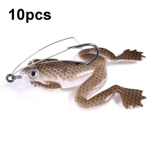 HENGJIA FO100 10pcs Grenouille Flottante Anti-Accrochage Faux Appât Poisson Noir Grenouille Tonnerre, Taille : 6cm 5g (Gris Noir)
