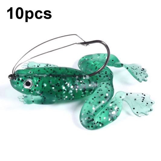 HENGJIA FO100 10pcs Anti-Accrochage Fond Flottant Grenouille Poisson Noir Faux Appât Grenouille Tonnerre, Taille: 6cm 5g(Vert Clair)