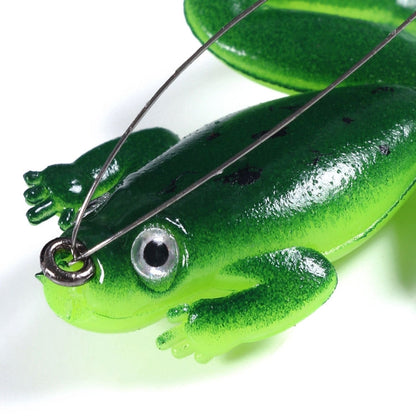 HENGJIA FO100 10pcs Anti-Accrochage au Fond Grenouille Flottante Poisson Noir Faux Appât, Appât Grenouille Tonnerre, Taille : 6cm 5g (Vert Foncé)