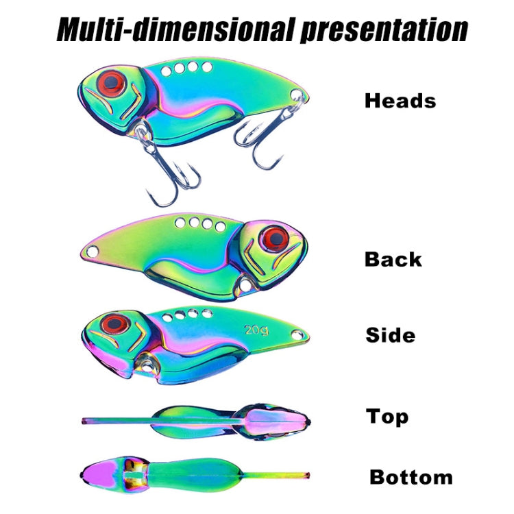 HENGJIA Metal VIB Micro-Bait Sequin Full Swimming Layer Fake Bait, Specification: 20g(Without Fish Scale)