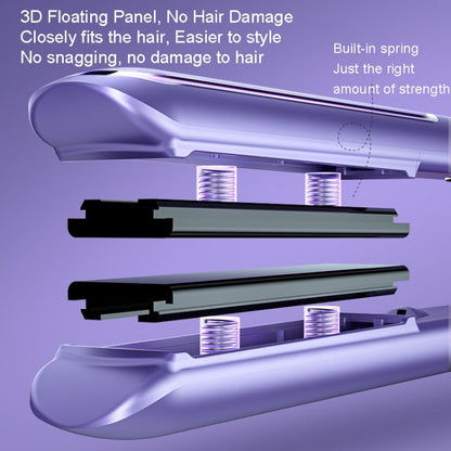 LTBEAR Negative Ion Straightening Curling Hair Wet and Dry Clipper Anti Hot Curling Iron, CN Plug(Purple)