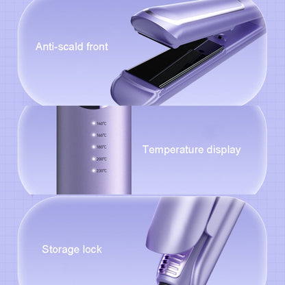 LTBEAR Negative Ion Straightening Curling Hair Wet and Dry Clipper Anti Hot Curling Iron, CN Plug(Purple)