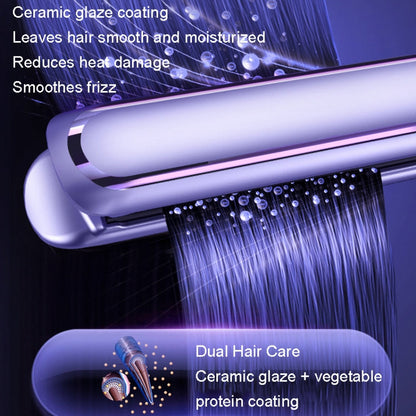 LTBEAR Negative Ion Straightening Curling Hair Wet and Dry Clipper Anti Hot Curling Iron, CN Plug(Champagne)