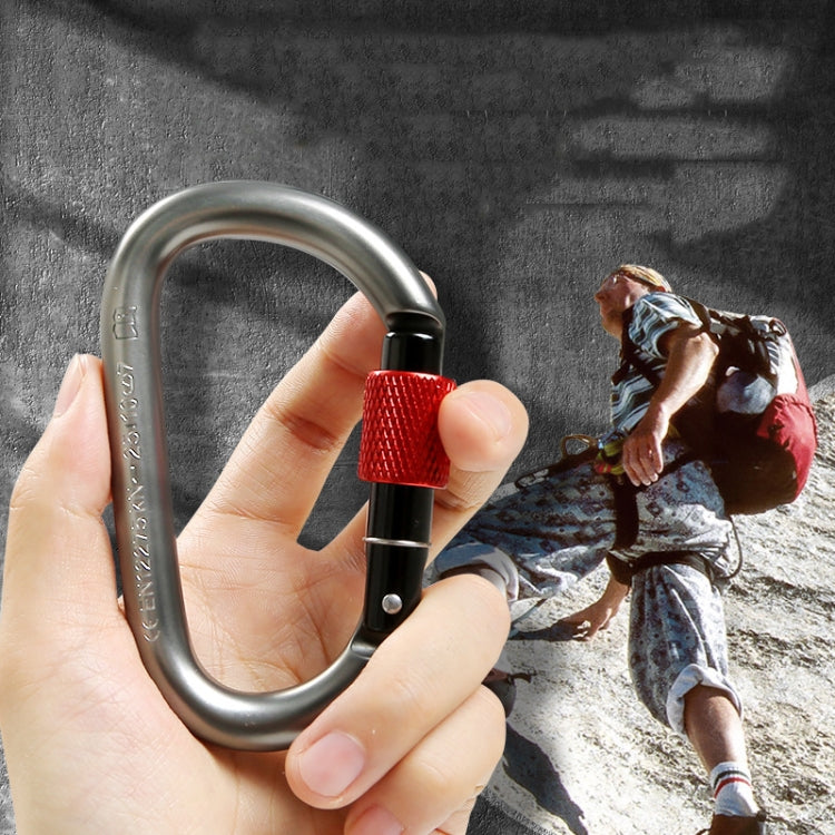 Xinda 25kN Climbing Carabiner Aluminum Alloy D-Shape Screw Gates Lock(Black)
