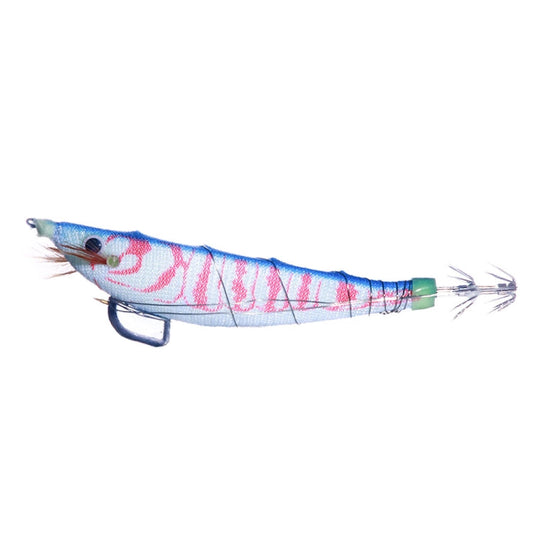 HENGJIA SJ033 Leurre en forme de crevette-banane lumineux en fil d'acier, taille : 12 cm 14,3 g (dos bleu motif rose)