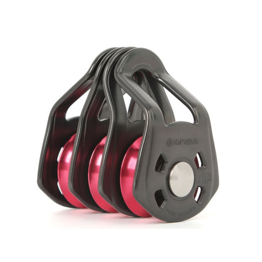 XINDA Poulie triple de câble pour escalade, levage et roulement à billes (Rouge Gris)