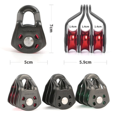 XINDA  Outdoor Three Pulley Cableway Crosses Rock Climbing Hoisting Ball Bearing(Red Gray)