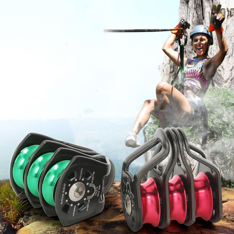 XINDA  Outdoor Three Pulley Cableway Crosses Rock Climbing Hoisting Ball Bearing(Black)