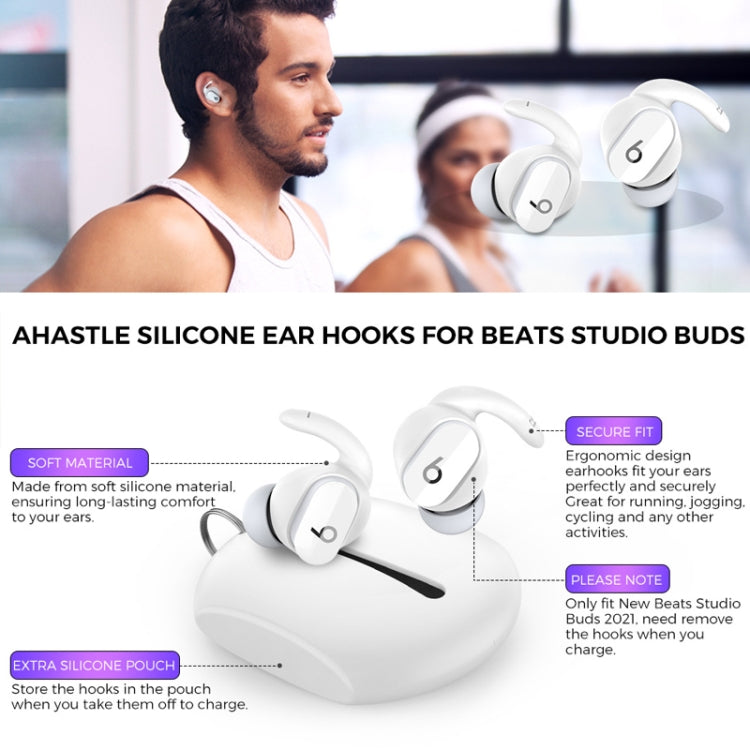 For Beats Studio Buds AhaStyle PT172 Earphone Silicone Ear Caps, Style: Earcap (White)