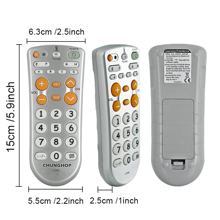 Télécommande universelle infrarouge à apprentissage CHUNGHOP L108E
