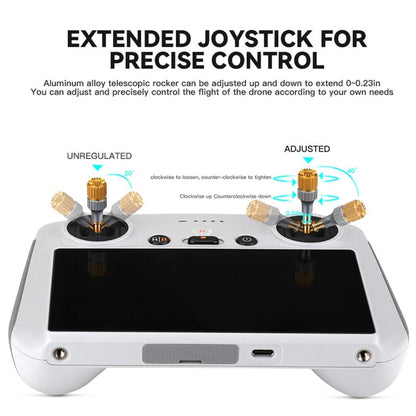 For DJI Mini 3 Pro RCSTQ Aluminum Alloy Two Color Telescopic Joystick With Screen Remote Control Thumb Operation Rod(As Show)
