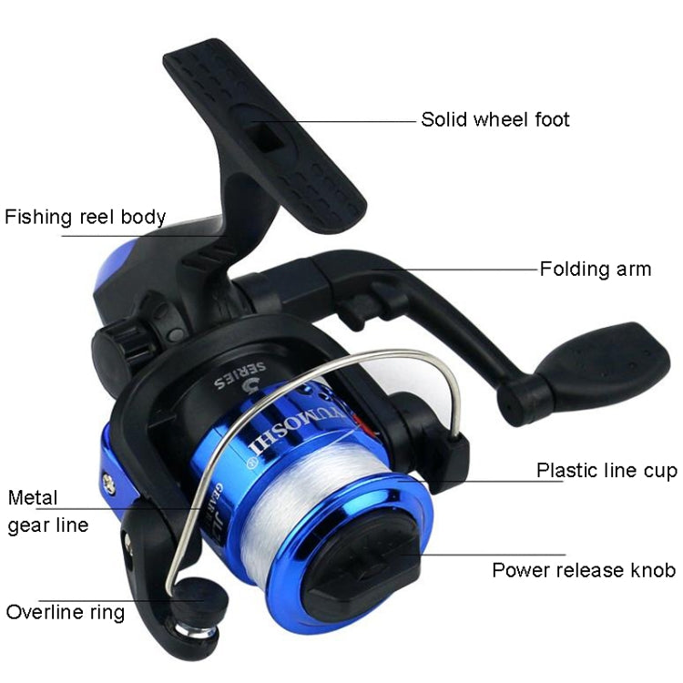 YUMOSHI JL200 Spinning Reel With Line(Electroplated Silver)