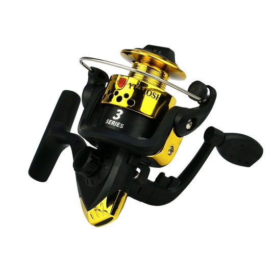 Moulinet de pêche YUMOSHI JL200 sans ligne, tête de placage, mouvement métallique, moulinet spinning (jaune électrolytique)