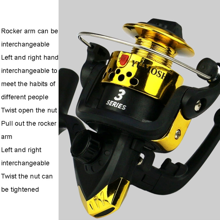 YUMOSHI JL200 Fishing Reel Without Line Plating Head Metal Movement Spinning Reel(Electroplated Silver)