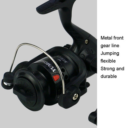 YUMOSHI JL200 Fishing Reel Without Line Plating Head Metal Movement Spinning Reel(Injection Black)