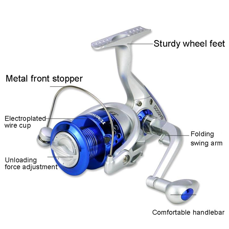 YUMOSHI SA Series Spinning Reel Plastic Head Fishing Reel Fishing Rod Reel, Specification: SA2000