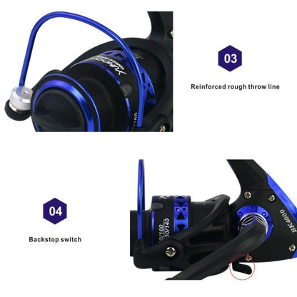 Moulinet de pêche YUMOSHI BK4000, bobine métallique robuste, haute vitesse, pour la pêche en mer.