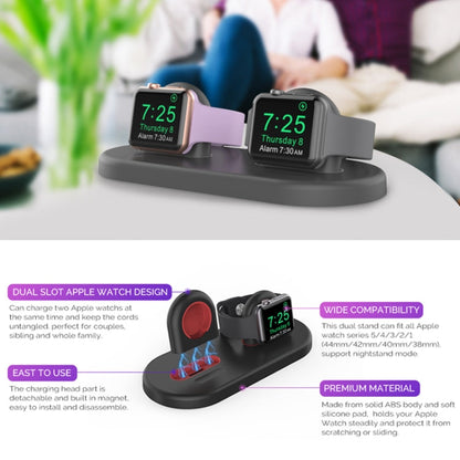 For Apple Watch / Earphone AhaStyle PT116 Universal Plastic Stand Dual Charging Storage Base(White)