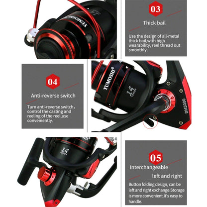 YUMOSHI DM2000 Metal Head Spinning Fishing Reel