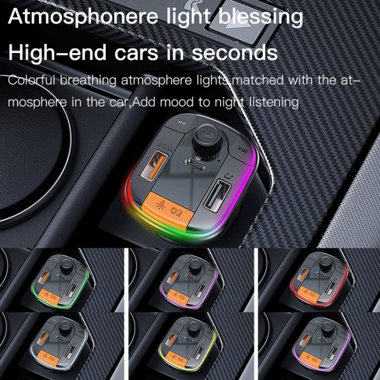 Yesido Y45 Car PD Charger Cigarette Lighter QC Car Charging USB Bluetooth Digital Display FM(Black)