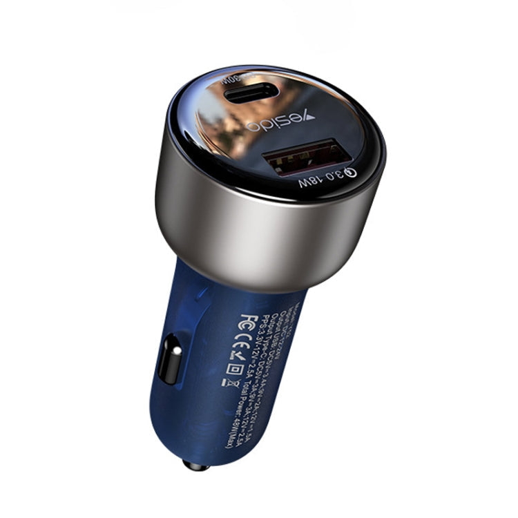 Chargeur de voiture Yesido Y52 48W à double canal de charge rapide en alliage de zinc QC3.0 (noir)