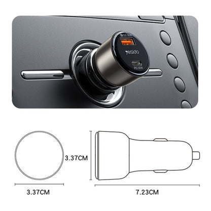 Chargeur de voiture Yesido Y52 48W à double canal de charge rapide en alliage de zinc QC3.0 (noir)