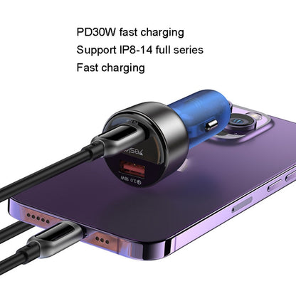 Chargeur de voiture Yesido Y52 48W à double canal de charge rapide en alliage de zinc QC3.0 (noir)