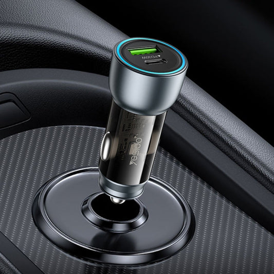 Chargeur Rapide de Voiture USB3.0 Yesido Y49 30W, Charge Rapide PD Translucide (Noir)