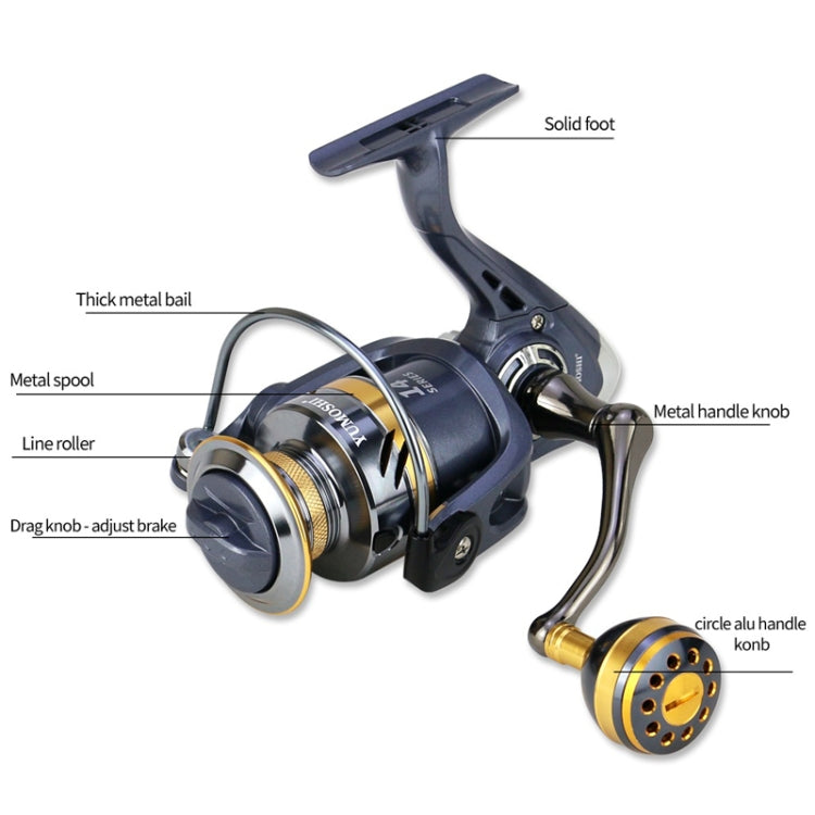 Moulinet de pêche Spinning YUMOSHI KS4000 Rocker en métal, bobine métallique