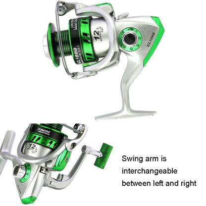 YUMOSHI GL Series Fishing Lines Spinning Reel, Specification: GL2000 Black
