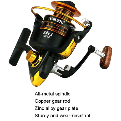 Moulinet de pêche à tambour YUMOSHI AX2000 en métal, moulinet spinning