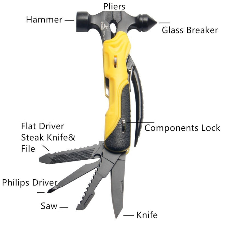 RDEER RT-2347 Pince multifonction Couteau pliant Outil d'urgence extérieur et domestique