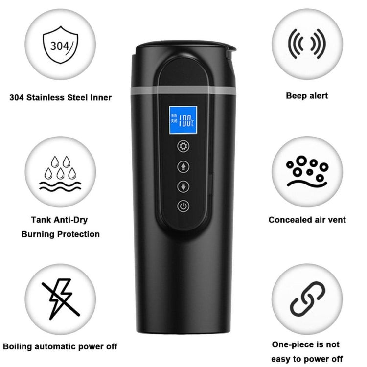 SUITU  HQ-3900 24V/12V Car/Truck Heated Coffee Mug Smart Mug,Spec: Small Screen Black