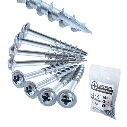 RUITOOL ST4 100pcs Woodworking Slant Hole Screws Half Tooth Self Tapping Phillips Bolt 32mm