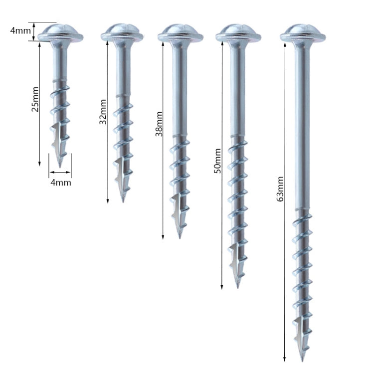 RUITOOL ST4 100pcs Woodworking Slant Hole Screws Half Tooth Self Tapping Phillips Bolt 25mm